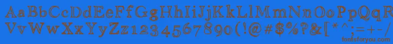フォントAniditalini – 茶色の文字が青い背景にあります。