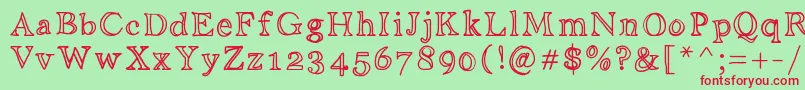 フォントAniditalini – 赤い文字の緑の背景