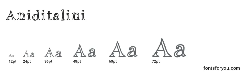 Размеры шрифта Aniditalini