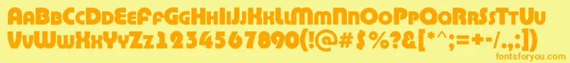 フォントABighaustitulrgExtrabold – オレンジの文字が黄色の背景にあります。