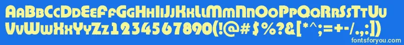 ABighaustitulrgExtrabold-Schriftart – Gelbe Schriften auf blauem Hintergrund
