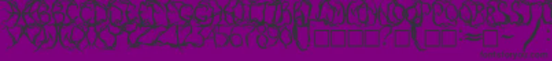 Czcionka PaintItDarkRusEng – czarne czcionki na fioletowym tle