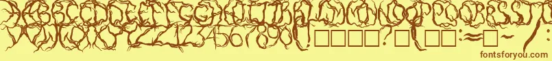 Więcej informacji o czcionce PaintItDarkRusEng Czcionka PaintItDarkRusEng – brązowe czcionki na żółtym tle