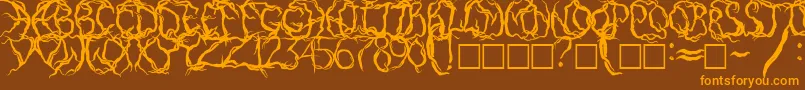 PaintItDarkRusEng Font – Orange Fonts on Brown Background