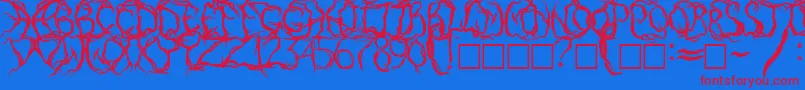 PaintItDarkRusEng Font – Red Fonts on Blue Background