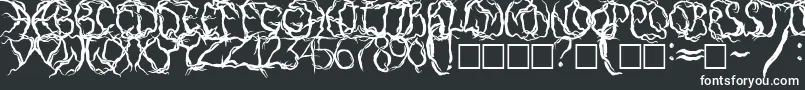 PaintItDarkRusEng-fontti – valkoiset fontit mustalla taustalla
