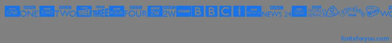 フォントBbcTvChannelLogos – 灰色の背景に青い文字