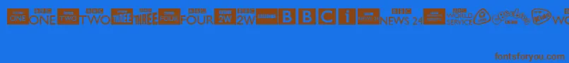 BbcTvChannelLogos-Schriftart – Braune Schriften auf blauem Hintergrund