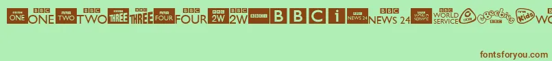 Czcionka BbcTvChannelLogos – brązowe czcionki na zielonym tle