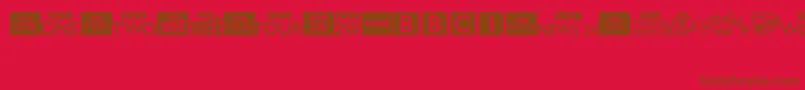 BbcTvChannelLogos-Schriftart – Braune Schriften auf rotem Hintergrund