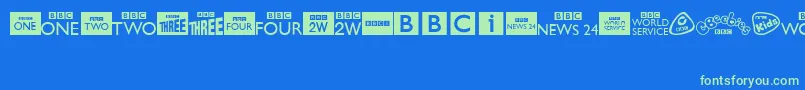 Шрифт BbcTvChannelLogos – зелёные шрифты на синем фоне