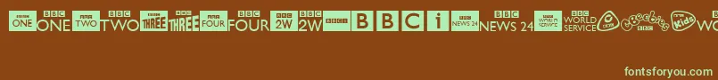 Czcionka BbcTvChannelLogos – zielone czcionki na brązowym tle