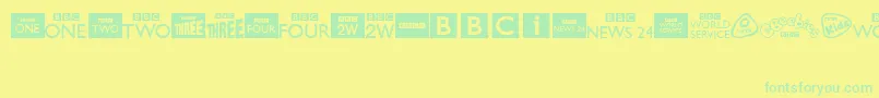 BbcTvChannelLogos Font – Green Fonts on Yellow Background