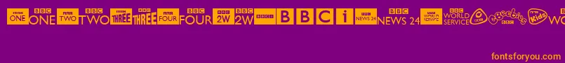 fuente BbcTvChannelLogos – Fuentes Naranjas Sobre Fondo Morado