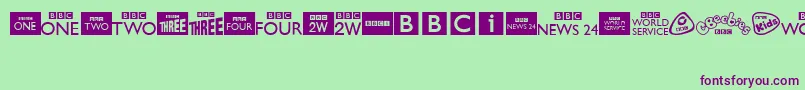 Шрифт BbcTvChannelLogos – фиолетовые шрифты на зелёном фоне