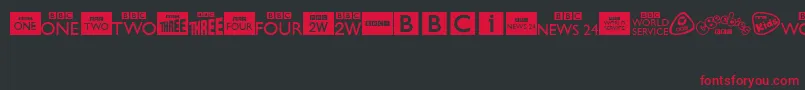 BbcTvChannelLogos-Schriftart – Rote Schriften auf schwarzem Hintergrund