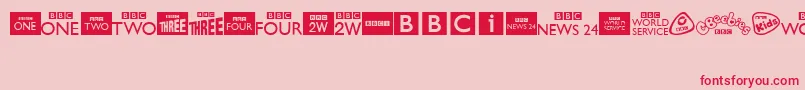 Czcionka BbcTvChannelLogos – czerwone czcionki na różowym tle