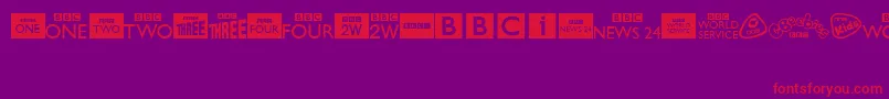 BbcTvChannelLogos-fontti – punaiset fontit violetilla taustalla