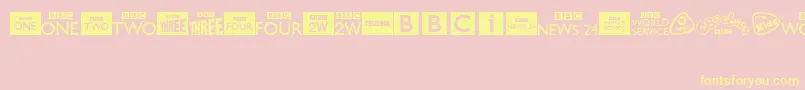 Weitere Informationen zur BbcTvChannelLogos-Schriftart BbcTvChannelLogos-Schriftart – Gelbe Schriften auf rosa Hintergrund