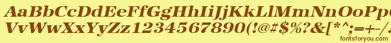UrwantiquatextbolextwidOblique Font – Brown Fonts on Yellow Background