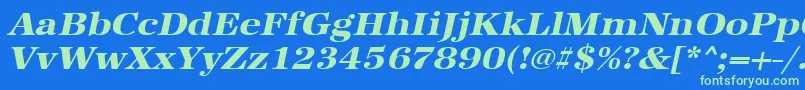 UrwantiquatextbolextwidOblique Font – Green Fonts on Blue Background