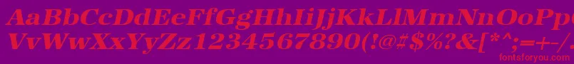 UrwantiquatextbolextwidOblique-Schriftart – Rote Schriften auf violettem Hintergrund