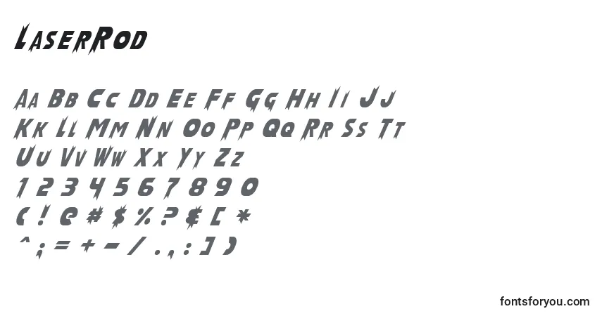 Schriftart LaserRod – Alphabet, Zahlen, spezielle Symbole