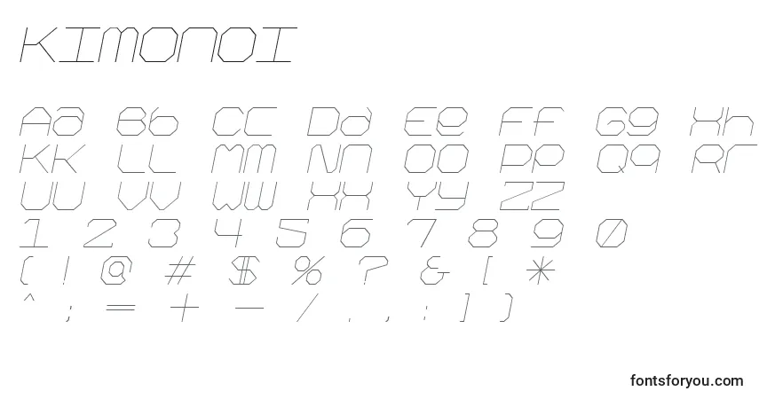 A fonte Kimonoi – alfabeto, números, caracteres especiais