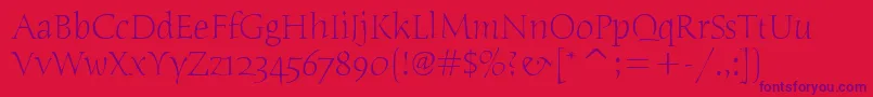 HumanaSerifItcTtLight Font – Purple Fonts on Red Background