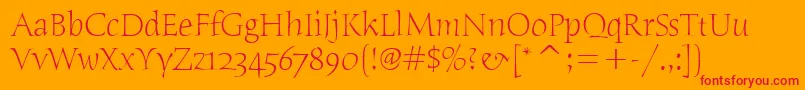 フォントHumanaSerifItcTtLight – オレンジの背景に赤い文字