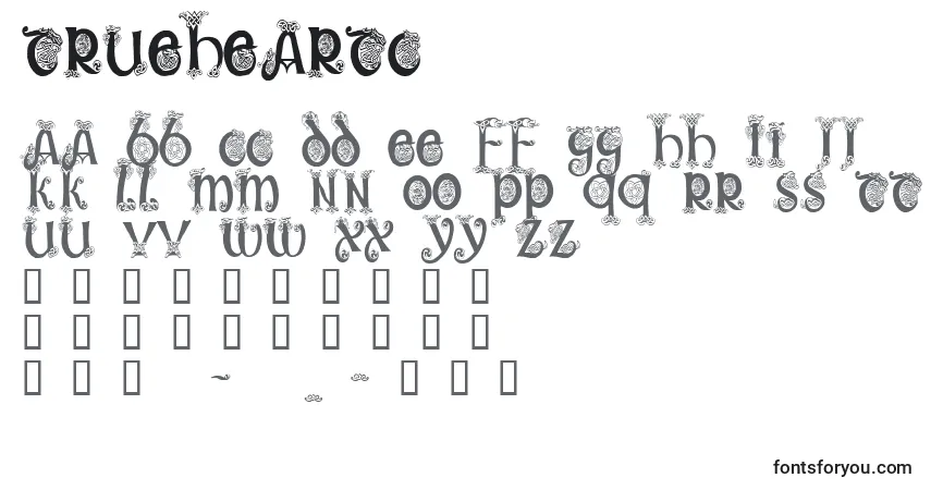 Schriftart Trueheartc – Alphabet, Zahlen, spezielle Symbole