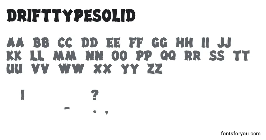 A fonte DrifttypeSolid – alfabeto, números, caracteres especiais