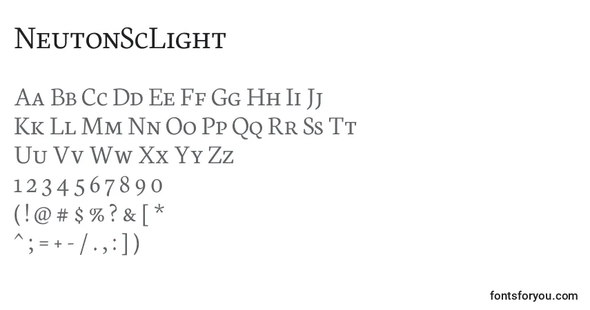 Шрифт NeutonScLight – алфавит, цифры, специальные символы