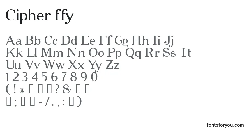 Cipher ffy Font – alphabet, numbers, special characters