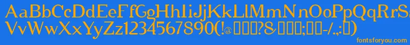 Cipher ffy-Schriftart – Orangefarbene Schriften auf blauem Hintergrund