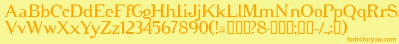 フォントCipher ffy – オレンジの文字が黄色の背景にあります。