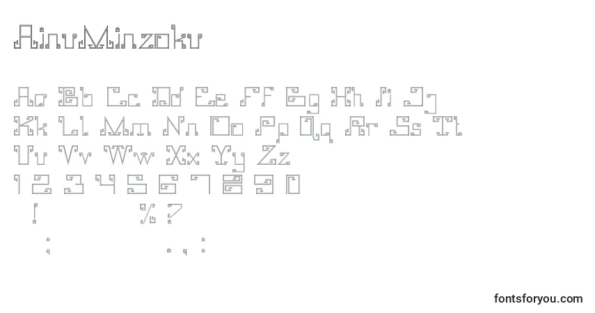 Czcionka AinuMinzoku – alfabet, cyfry, specjalne znaki