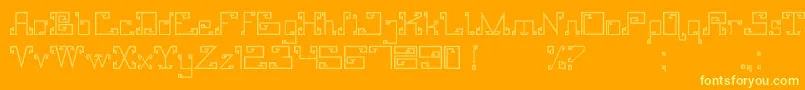 AinuMinzoku-Schriftart – Gelbe Schriften auf orangefarbenem Hintergrund