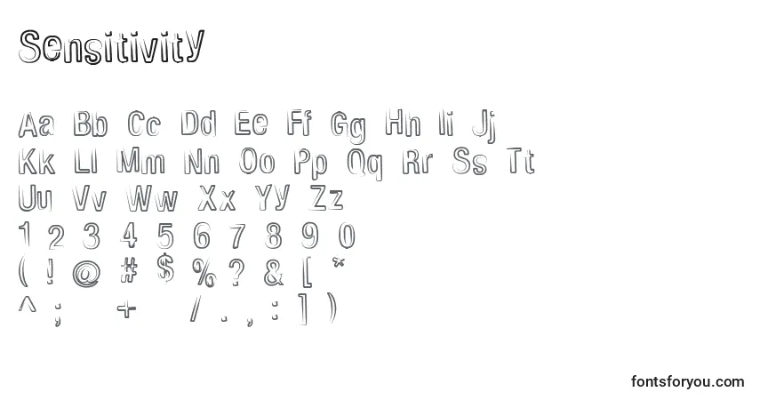 Czcionka Sensitivity – alfabet, cyfry, specjalne znaki