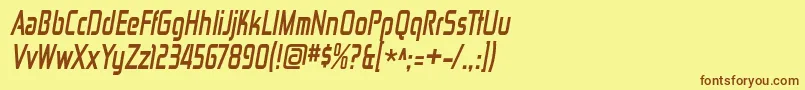 フォントZektoncdBolditalic – 茶色の文字が黄色の背景にあります。