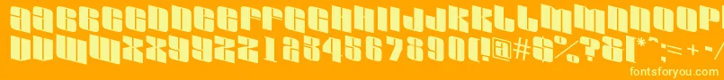 AGlobusspdn-Schriftart – Gelbe Schriften auf orangefarbenem Hintergrund