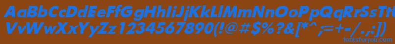 Czcionka UkrainianfuturisBolditalic – niebieskie czcionki na brązowym tle