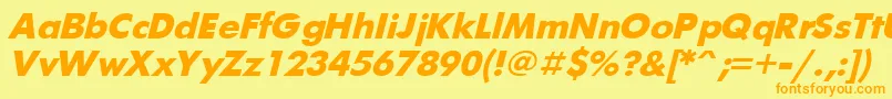 UkrainianfuturisBolditalic-fontti – oranssit fontit keltaisella taustalla