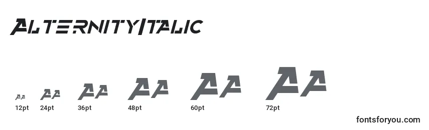 Размеры шрифта AlternityItalic