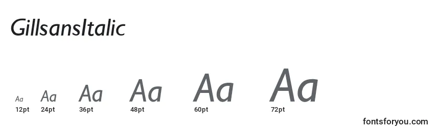 GillsansItalic Font Sizes