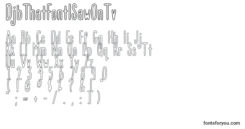 Czcionka DjbThatFontISawOnTv – alfabet, cyfry, specjalne znaki