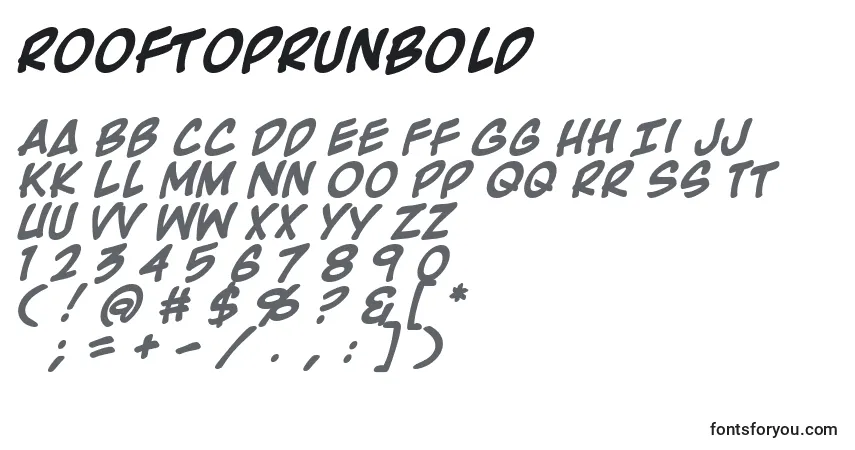 Шрифт RooftopRunBold – алфавит, цифры, специальные символы