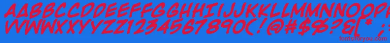 RooftopRunBold Font – Red Fonts on Blue Background