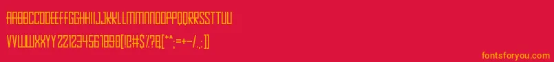 Pixelopolis9000-Schriftart – Orangefarbene Schriften auf rotem Hintergrund