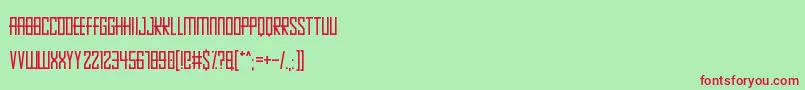 Pixelopolis9000-Schriftart – Rote Schriften auf grünem Hintergrund